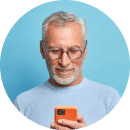 an old uncle is using phone